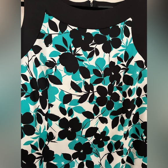 Jessica Howard Dress - Floral Print - Teal, Black and White - size 18W - Picture 8 of 15
